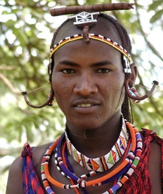Maasai man wearing necklace